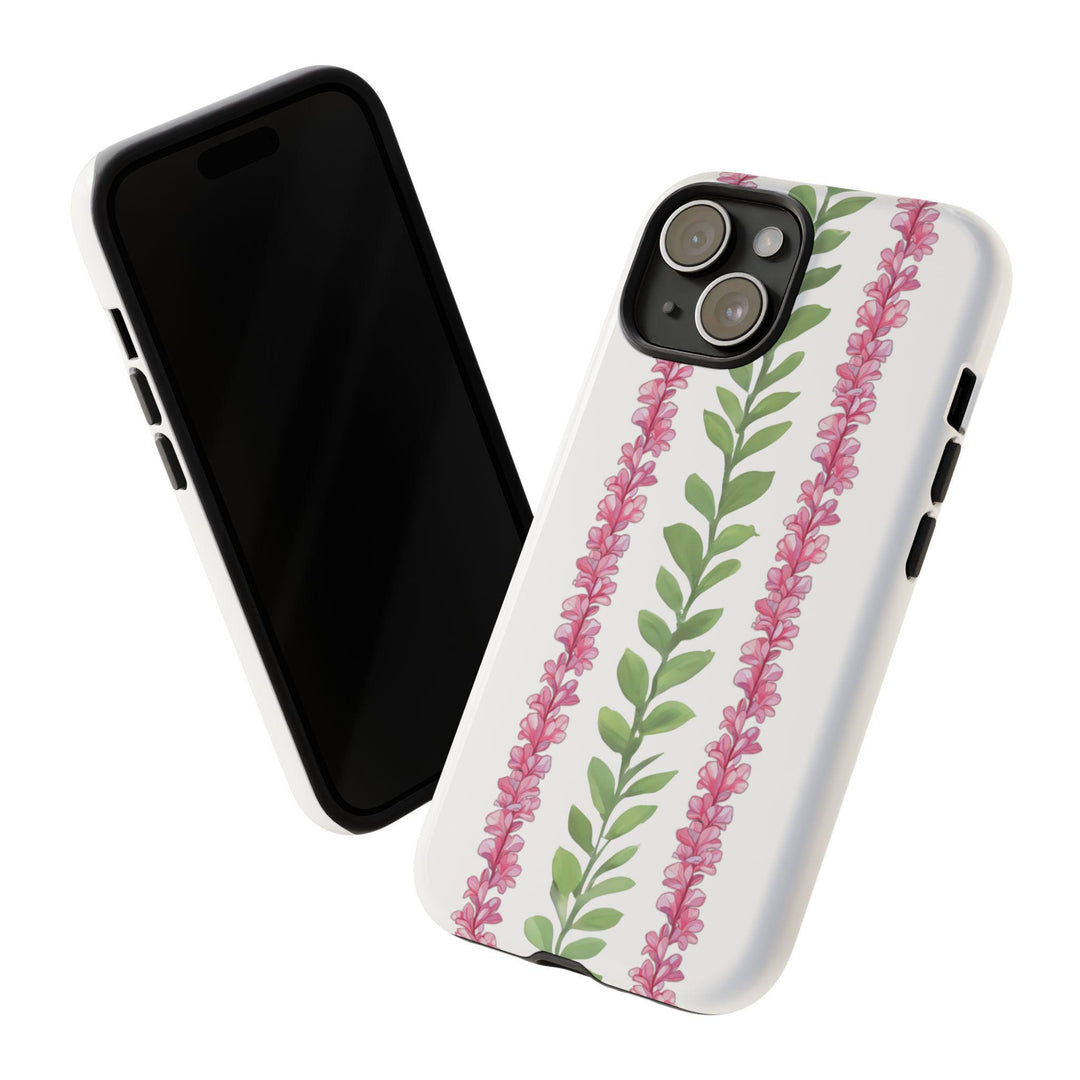Tough Dual Layer Phone Case | Pink Plumeria Floral Design for iPhone & Samsung
