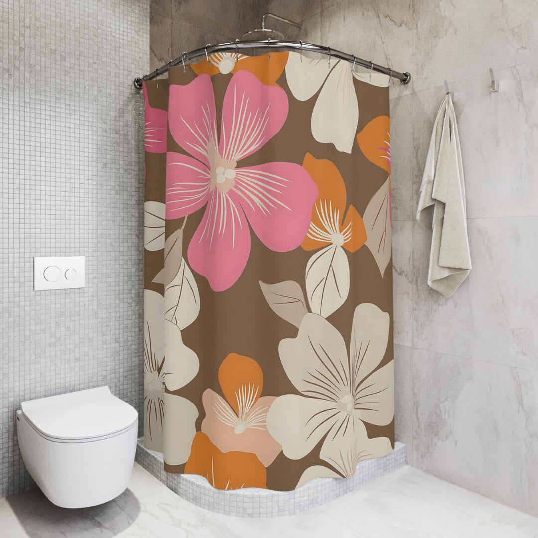 Freshwater Beach Floral Boho Shower Curtain | Vintage Tropical Waterproof Decor