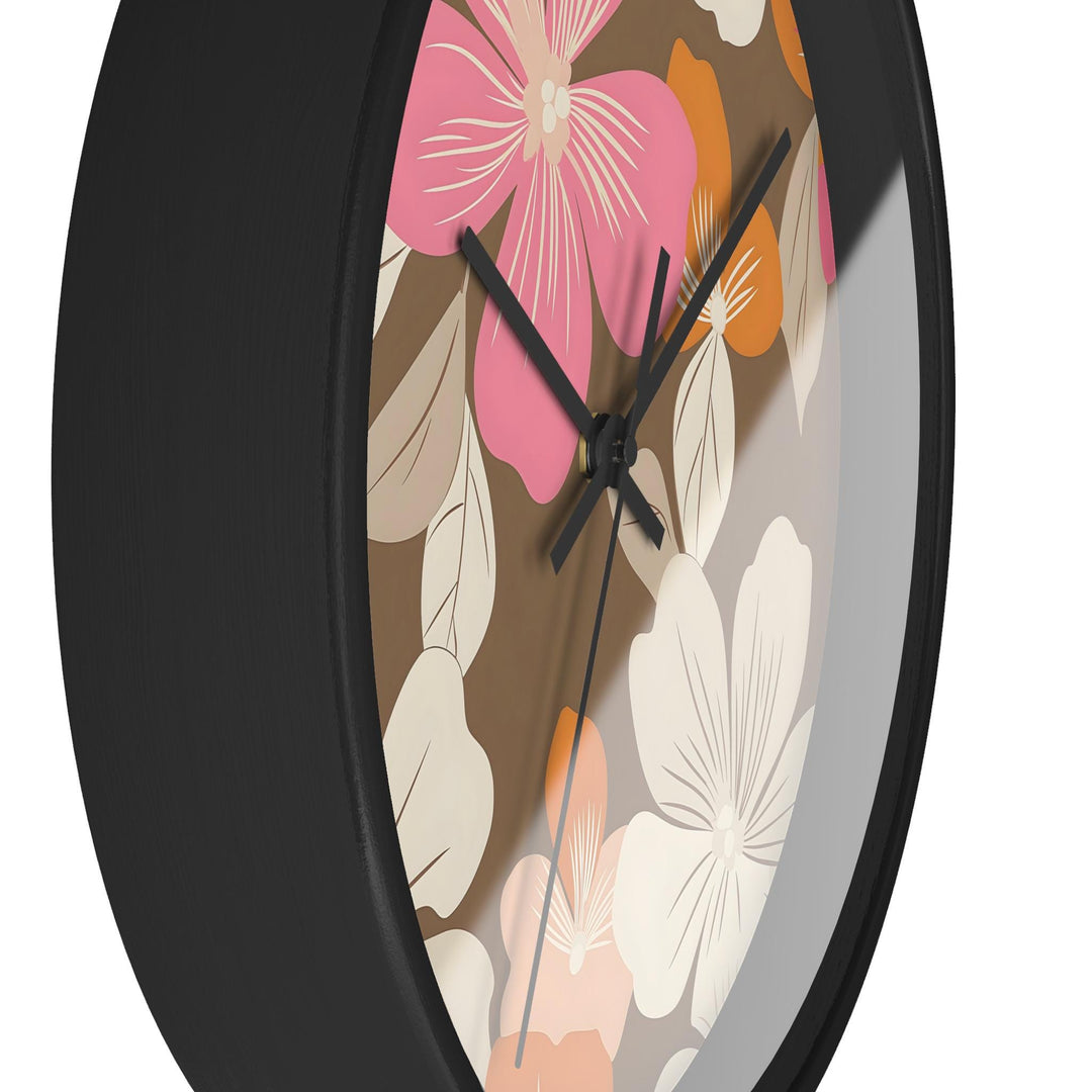 Hawaiian Flower Lei Tropical Wall Clock | Silent Quartz Floral Print Decor | Beach House & Coastal Gift