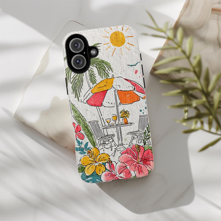 Tough Phone Case – Summer Phone Case With Tropical Watercolor Art & Durable Protection