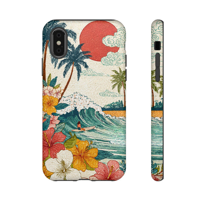 Tough Dual Layer Phone Case | Surfer Girl Beach Art for iPhone & Samsung