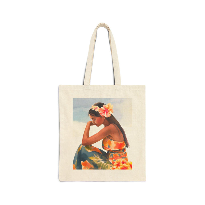 "Island Girl" 15"x16" Canvas Tote Bag | Heavy-Duty Polynesian Artistic Print
