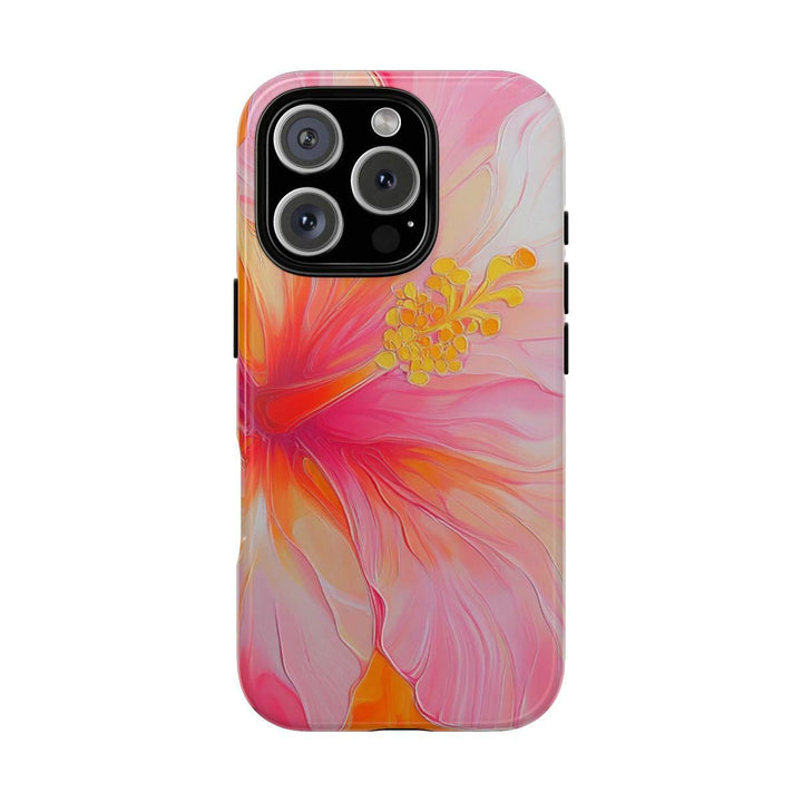 Tough Phone Case | Abstract Pink Hibiscus Print for iPhone & Samsung