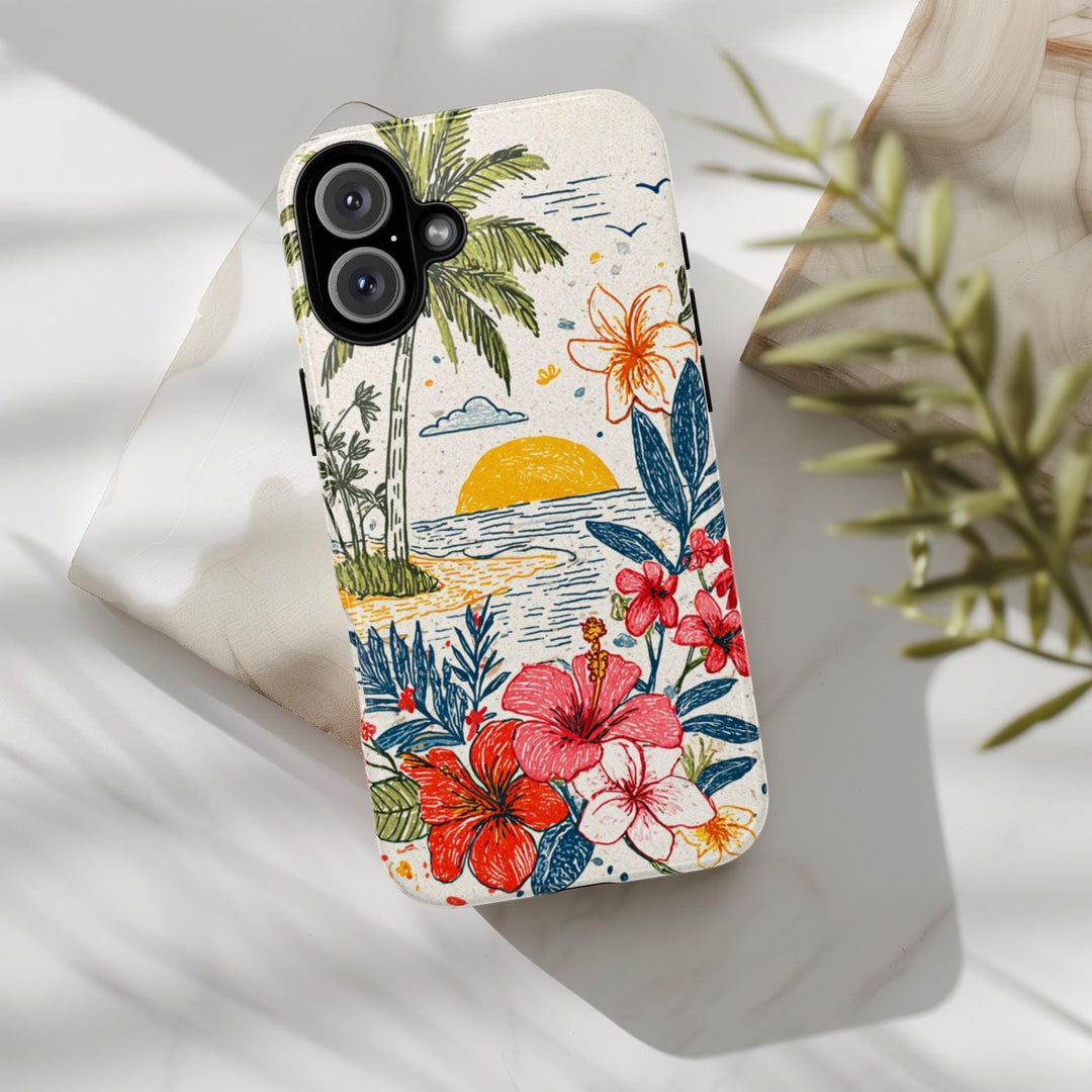 Tough Dual Layer Phone Case | Tropical Coastal Design for iPhone & Samsung