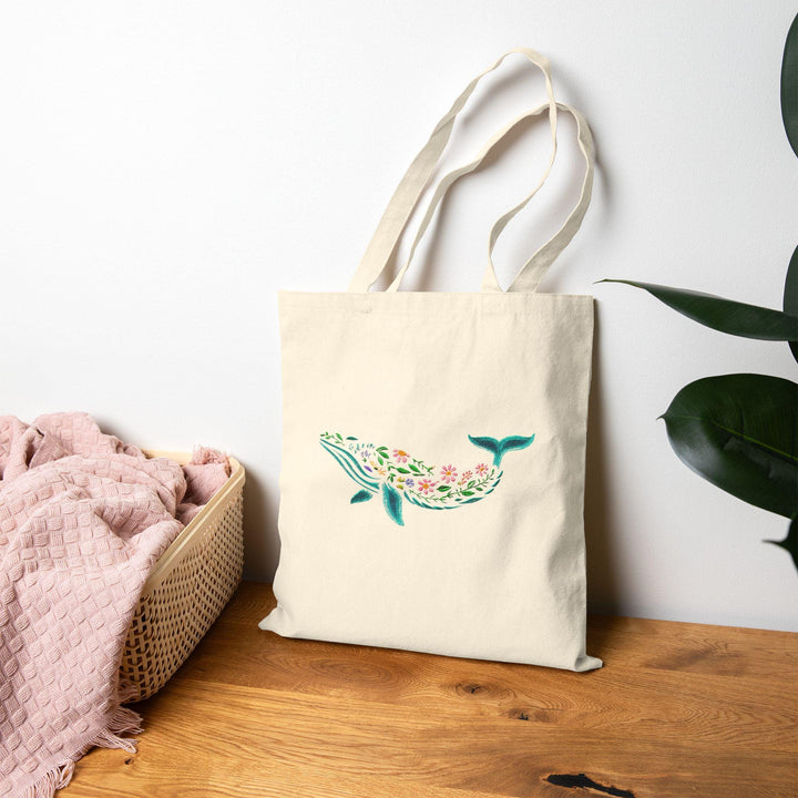Whale Song 15"x16" Canvas Tote - Heavy-Duty Eco-Friendly Market Bag