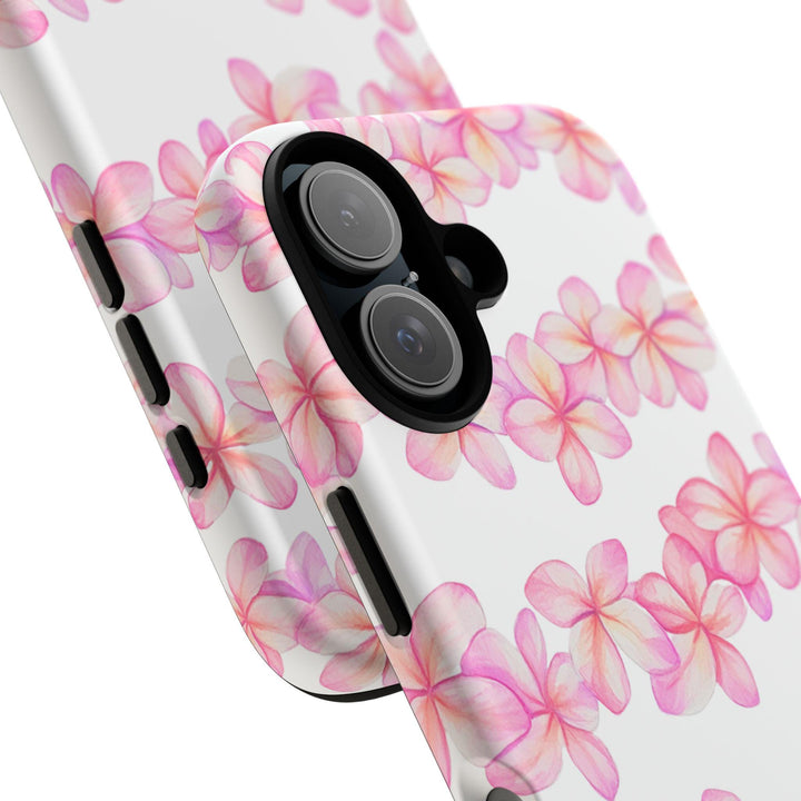 Tough Dual Layer Phone Case | Pink Plumeria Floral Design for iPhone & Samsung