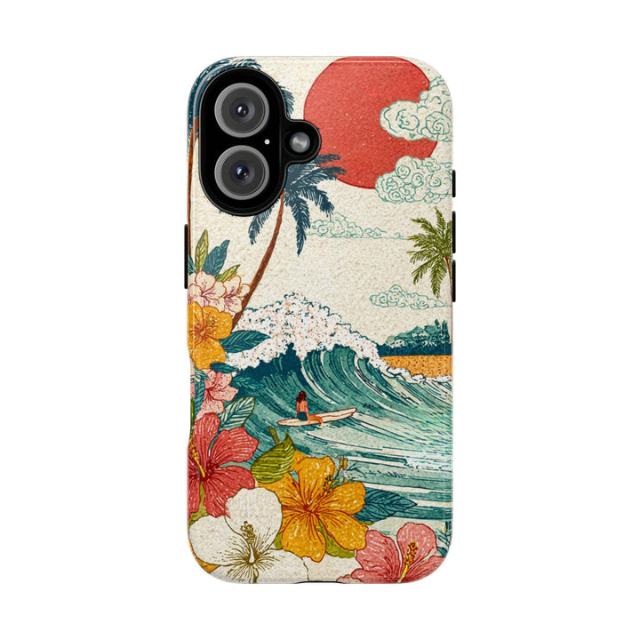 Tough Dual Layer Phone Case | Surfer Girl Beach Art for iPhone & Samsung