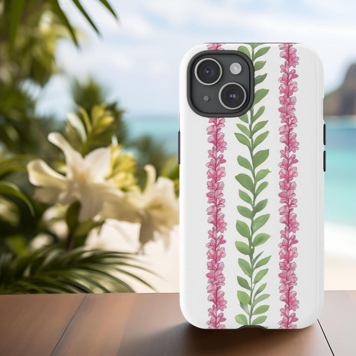 Tough Dual Layer Phone Case | Pink Plumeria Floral Design for iPhone & Samsung