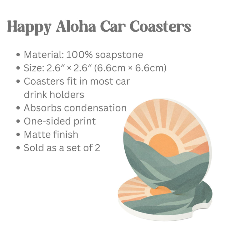 Retro Car Coasters - Mid-Century Sunset, Absorbent Soapstone