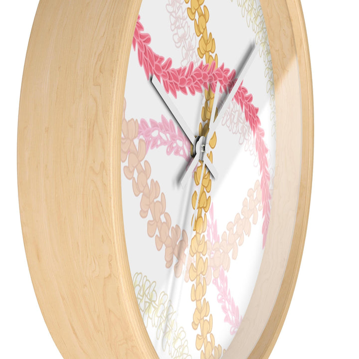 Silent Wall Clock | Wooden Frame Floral Lei Beach Decor
