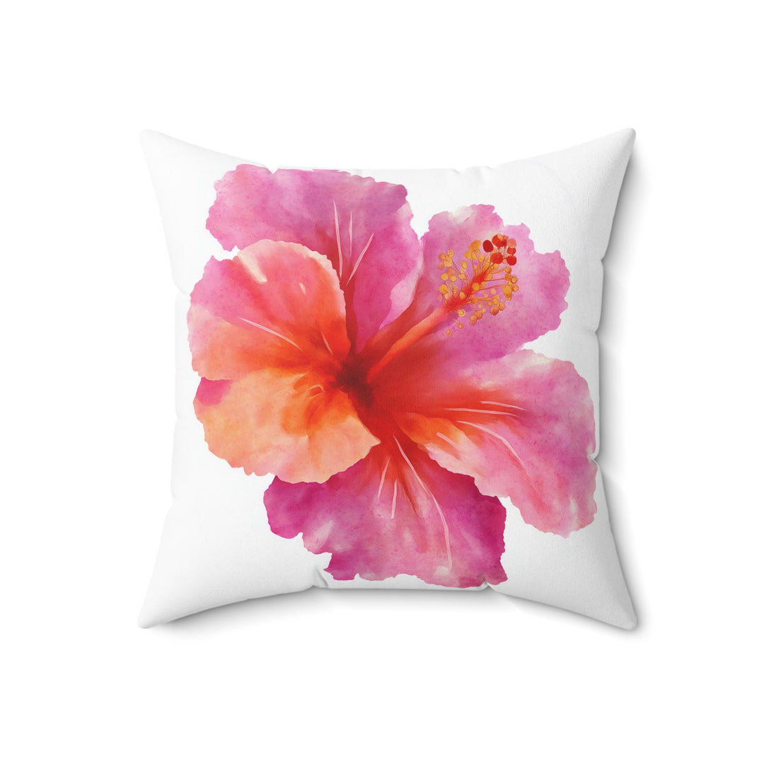Hibiscus Hawaiian Throw Pillow | Double-Sided Coastal Floral Cushion