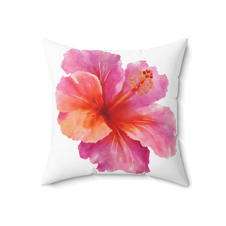 Hibiscus Hawaiian Throw Pillow | Double-Sided Coastal Floral Cushion
