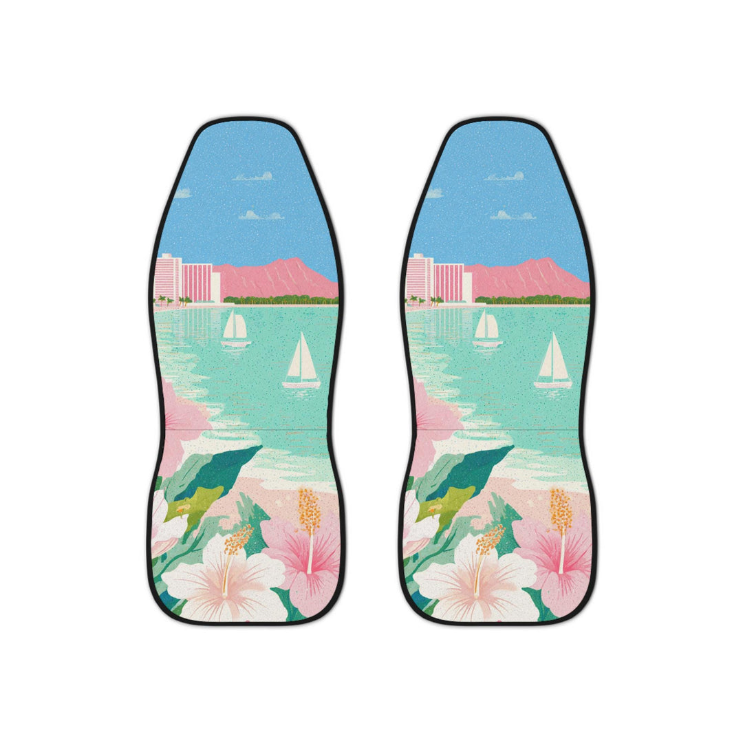 Waikiki Beach Car Seat Covers (Set of 2) | Universal Fit Aloha Surf Style & Fade Resistant Protection
