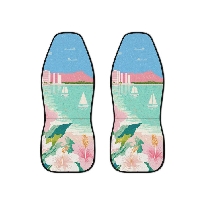 Waikiki Beach Car Seat Covers (Set of 2) | Universal Fit Aloha Surf Style & Fade Resistant Protection