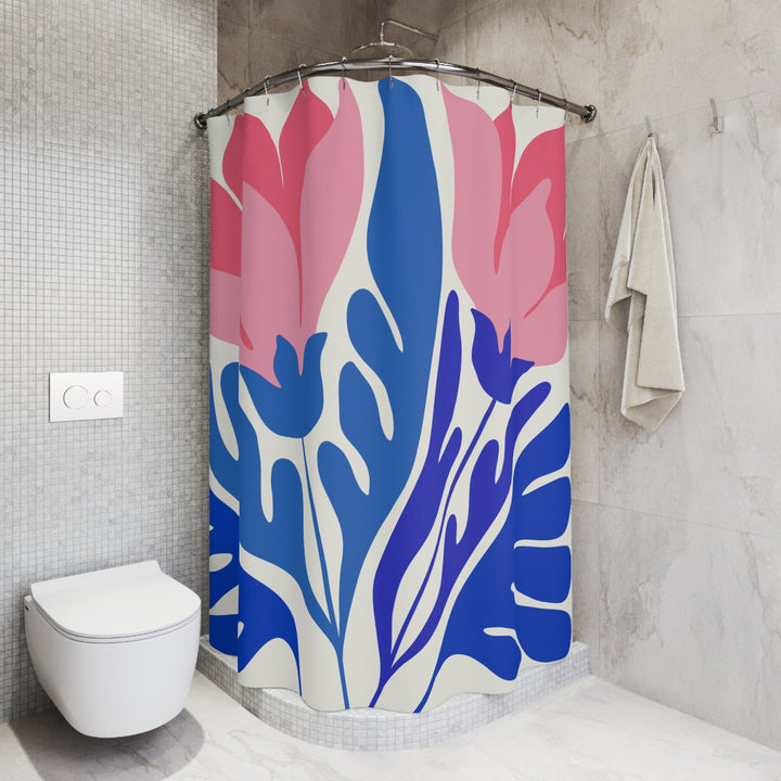 Tropical Shower Curtain – Waterproof Polyester Beach Floral Print Bathroom Decor