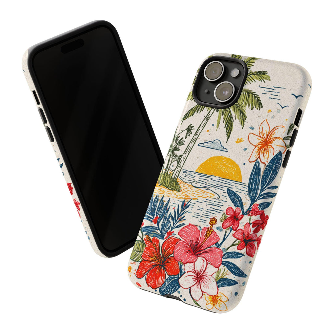 Tough Dual Layer Phone Case | Tropical Coastal Design for iPhone & Samsung