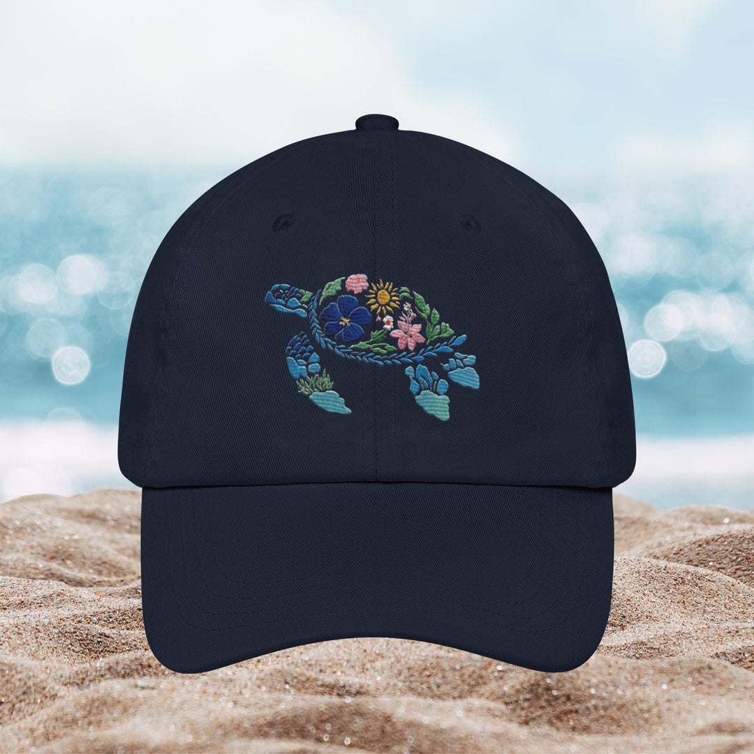 Sea Turtle Hat – Embroidered Cap With Adjustable Strap | Cotton Twill Dad Hat Style