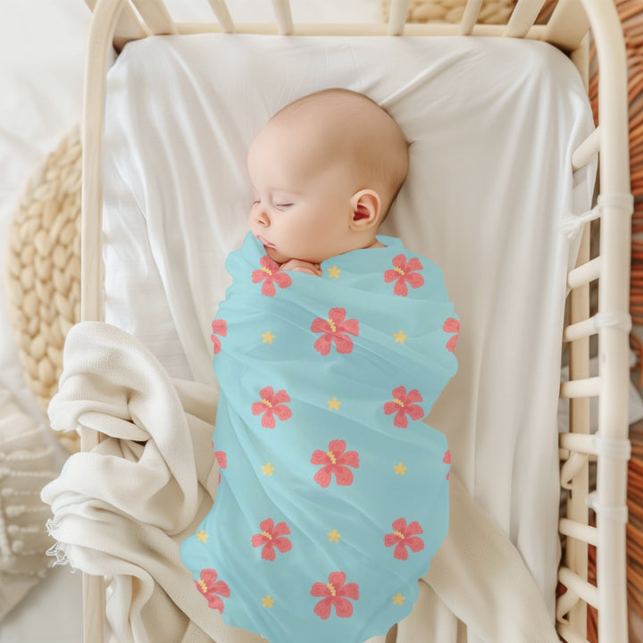 Baby Swaddle Blanket – Hawaiian Floral Print | Soft, Breathable Infant Wrap