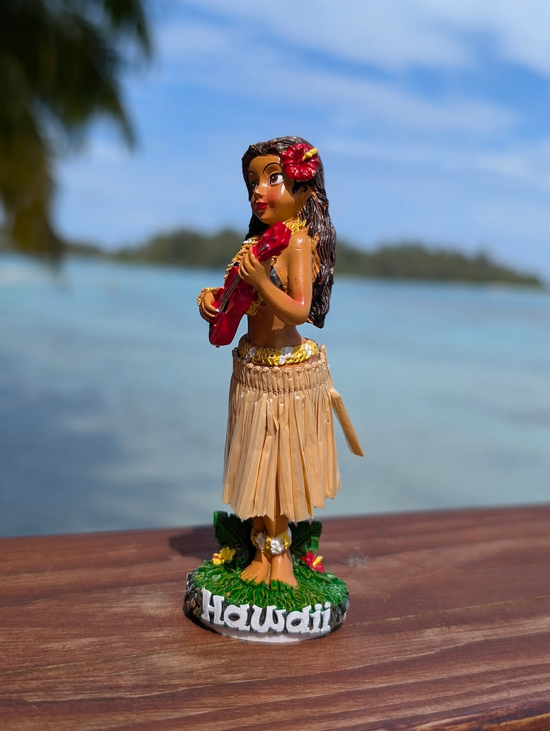 Hawaiian Dashboard Hula Doll (4 inch) | Hand Painted Ukulele Figurine & Tropical Car Decor