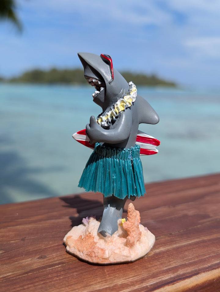 Surfing Shark Dashboard Hula Doll (4.3") | Handcrafted Wobbling Tropical Car Decor