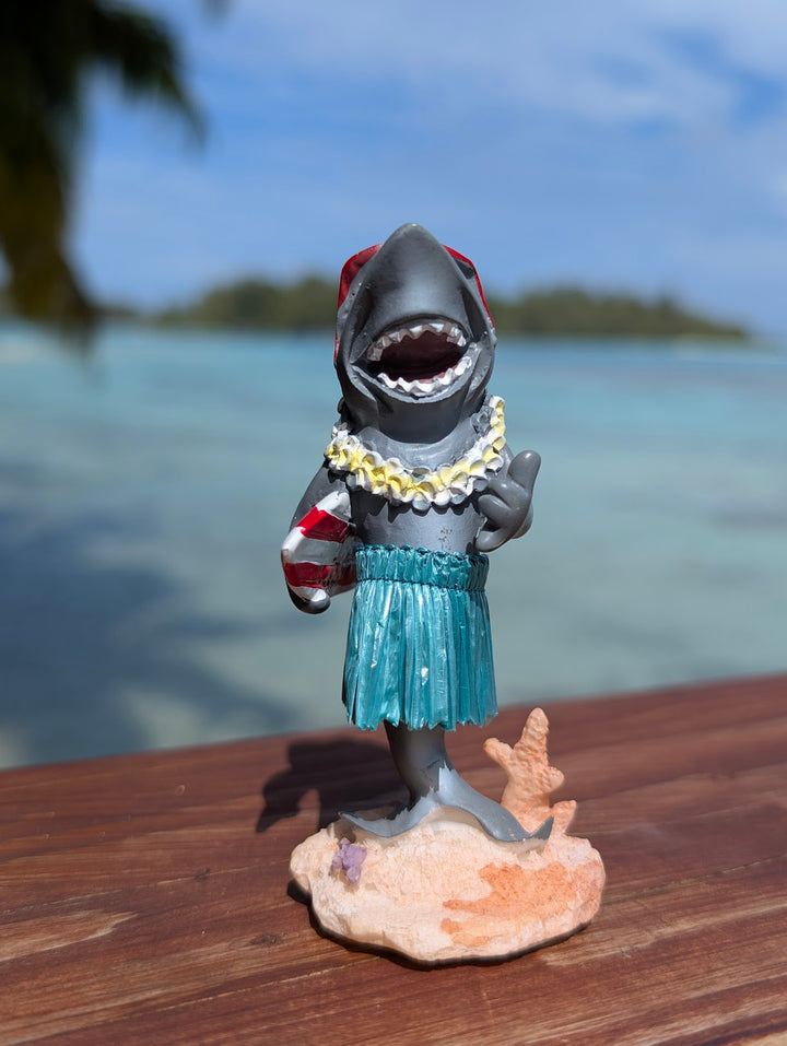 Surfing Shark Dashboard Hula Doll (4.3") | Handcrafted Wobbling Tropical Car Decor