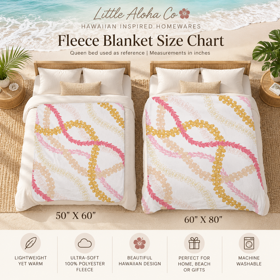 Flower Lei White Sherpa Fleece Throw Blanket | Tropical Floral Print