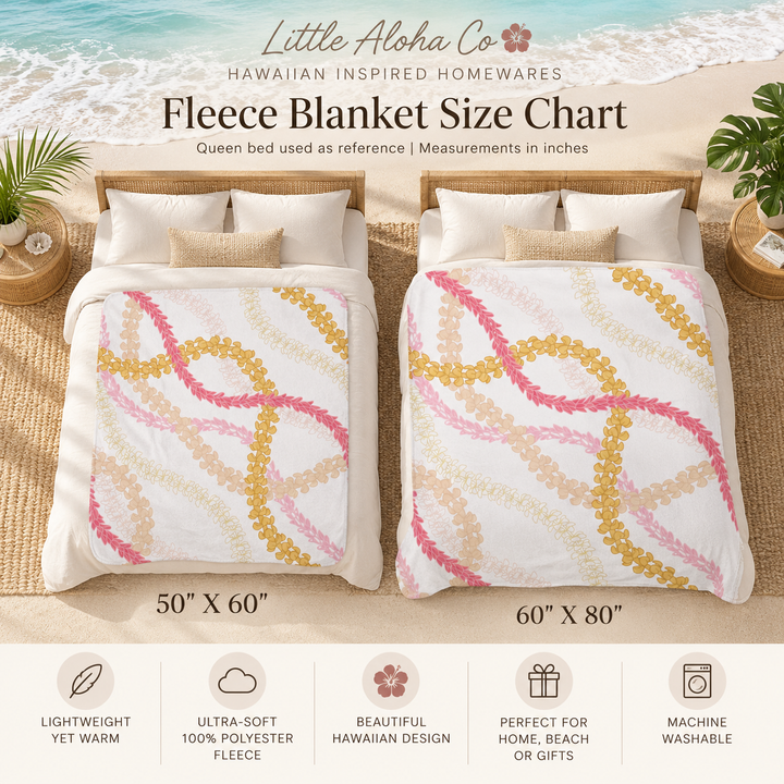Flower Lei White Sherpa Fleece Throw Blanket | Tropical Floral Print