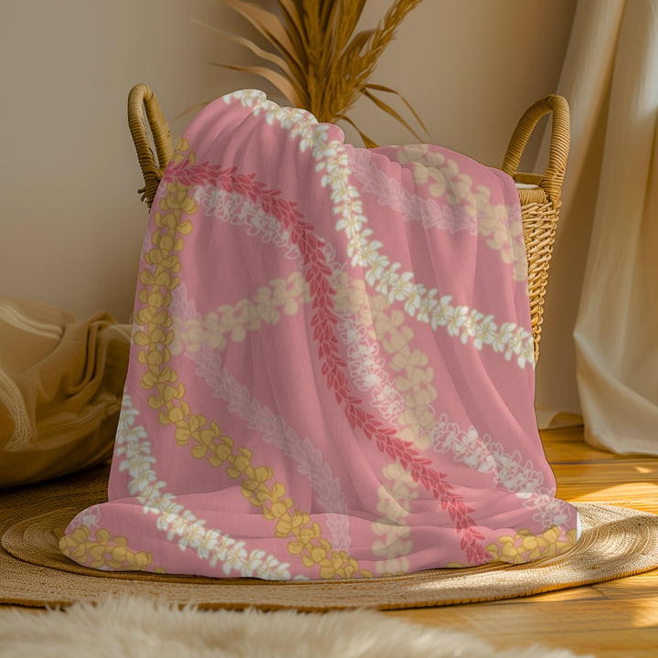 Hawaiian Floral Lei Plush Cozy Throw | Queen Size Tropical Flower Blanket