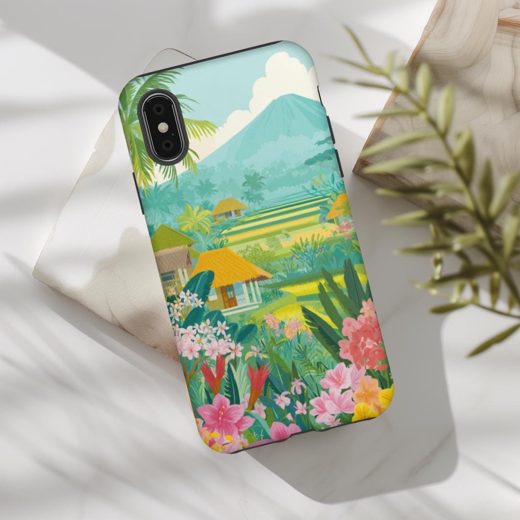 Ubud Tough Phone Case | Vintage Tropical Design for iPhone & Samsung