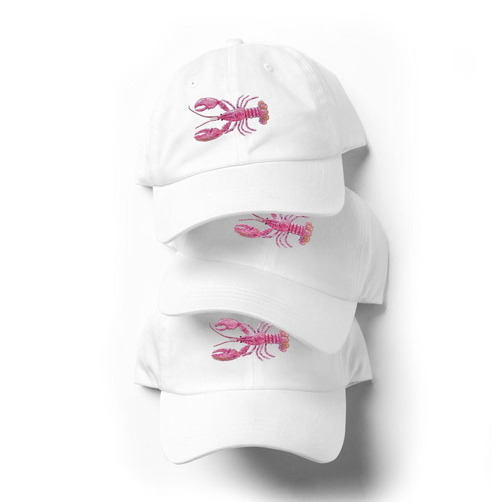 Pink Crayfish Embroidered Dad Hat | Chino Cotton Coastal Baseball Cap