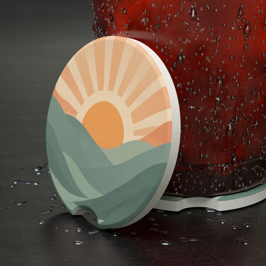 Retro Car Coasters - Mid-Century Sunset, Absorbent Soapstone