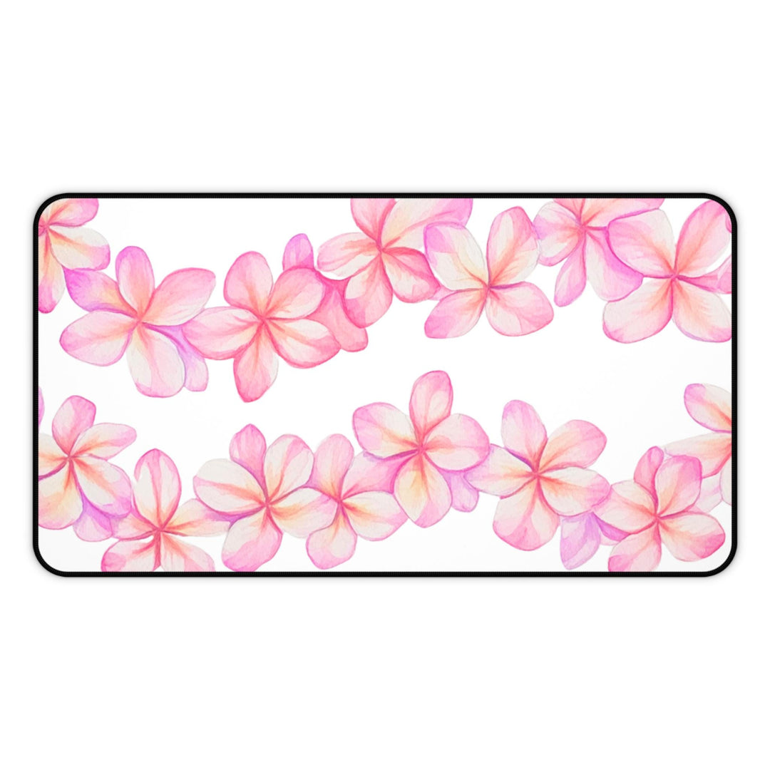 Pink Plumeria Desk Mat - Anti-Slip Neoprene Laptop/Mouse Pad