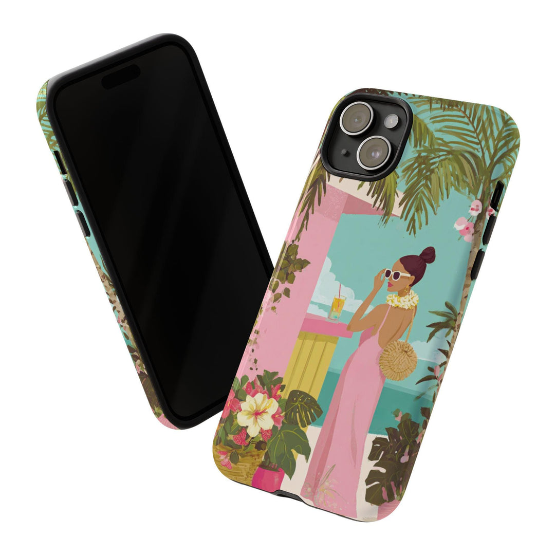 Tough Dual Layer Phone Case | Preppy Tropical Print for iPhone & Samsung
