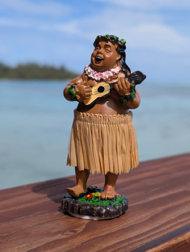 Hawaiian Dashboard Hula Doll Set (2) | Hand Painted Grass Skirt Tropical Car Decor