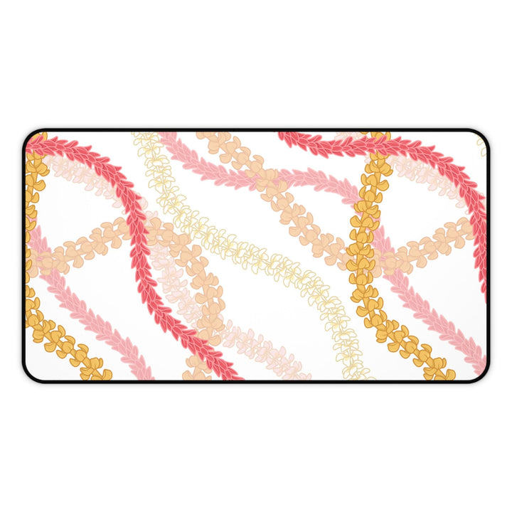 Plumeria Lei Desk Mat - Anti-Slip Neoprene Large Mouse Pad