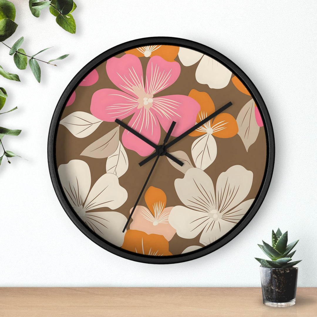 Hawaiian Flower Lei Tropical Wall Clock | Silent Quartz Floral Print Decor | Beach House & Coastal Gift