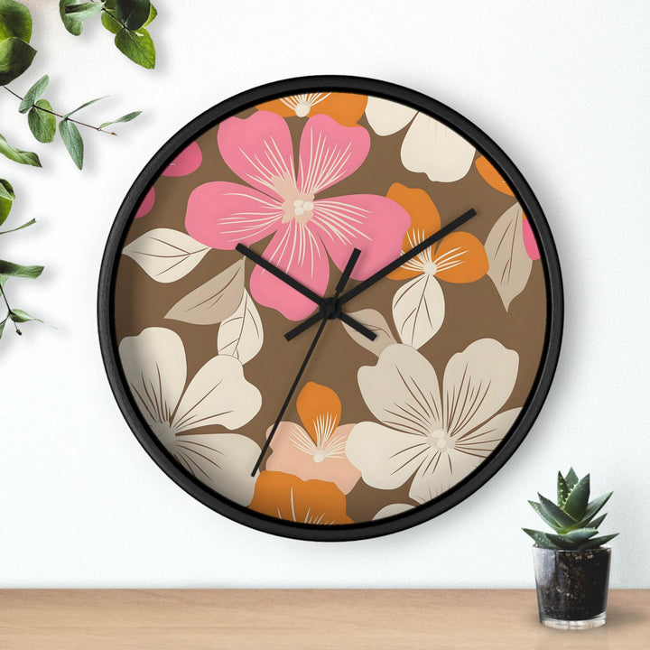 Hawaiian Flower Lei Tropical Wall Clock | Silent Quartz Floral Print Decor | Beach House & Coastal Gift