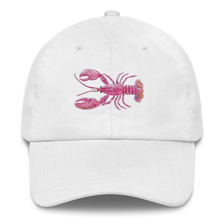 Pink Crayfish Embroidered Dad Hat | Chino Cotton Coastal Baseball Cap