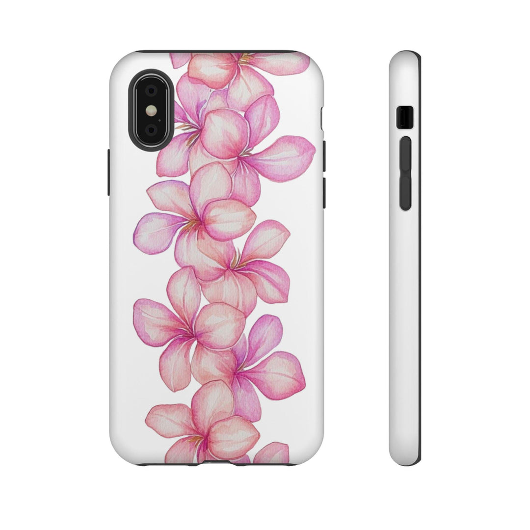 Tough Dual Layer Phone Case | Pink Plumeria Floral Design for iPhone & Samsung