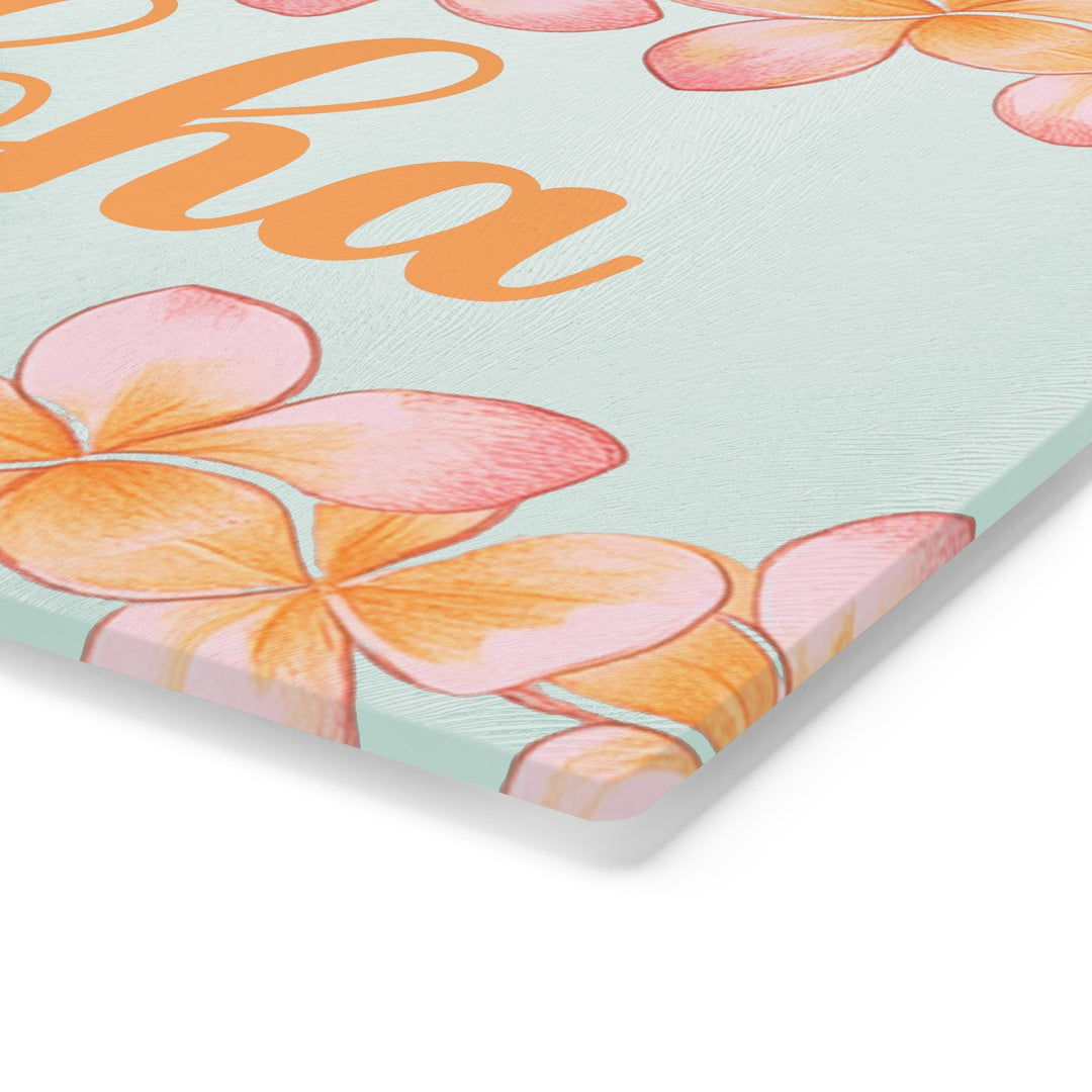 Plumeria Tempered Glass Cutting Board | Hawaiian Charcuterie Serving Tray