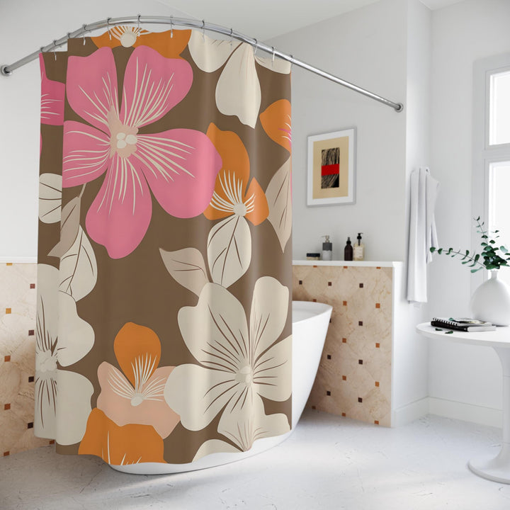 Freshwater Beach Floral Boho Shower Curtain | Vintage Tropical Waterproof Decor