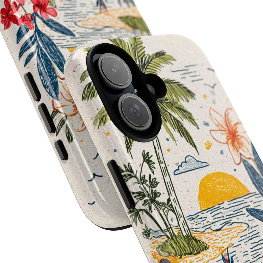 Tough Dual Layer Phone Case | Tropical Coastal Design for iPhone & Samsung