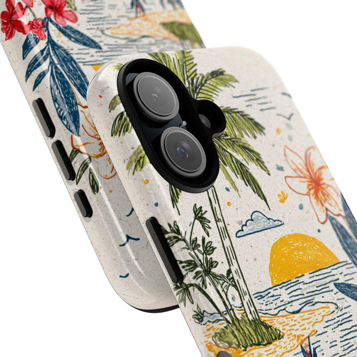 Tough Dual Layer Phone Case | Tropical Coastal Design for iPhone & Samsung