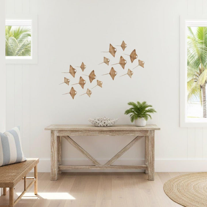 Hand Carved Wooden Manta Ray Wall Art, Coastal Decor