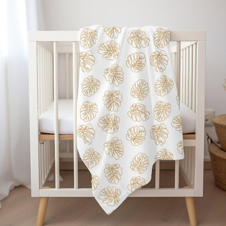 Baby Swaddle Blanket – Monstera Print Newborn Wrap | Cozy Lightweight Jersey