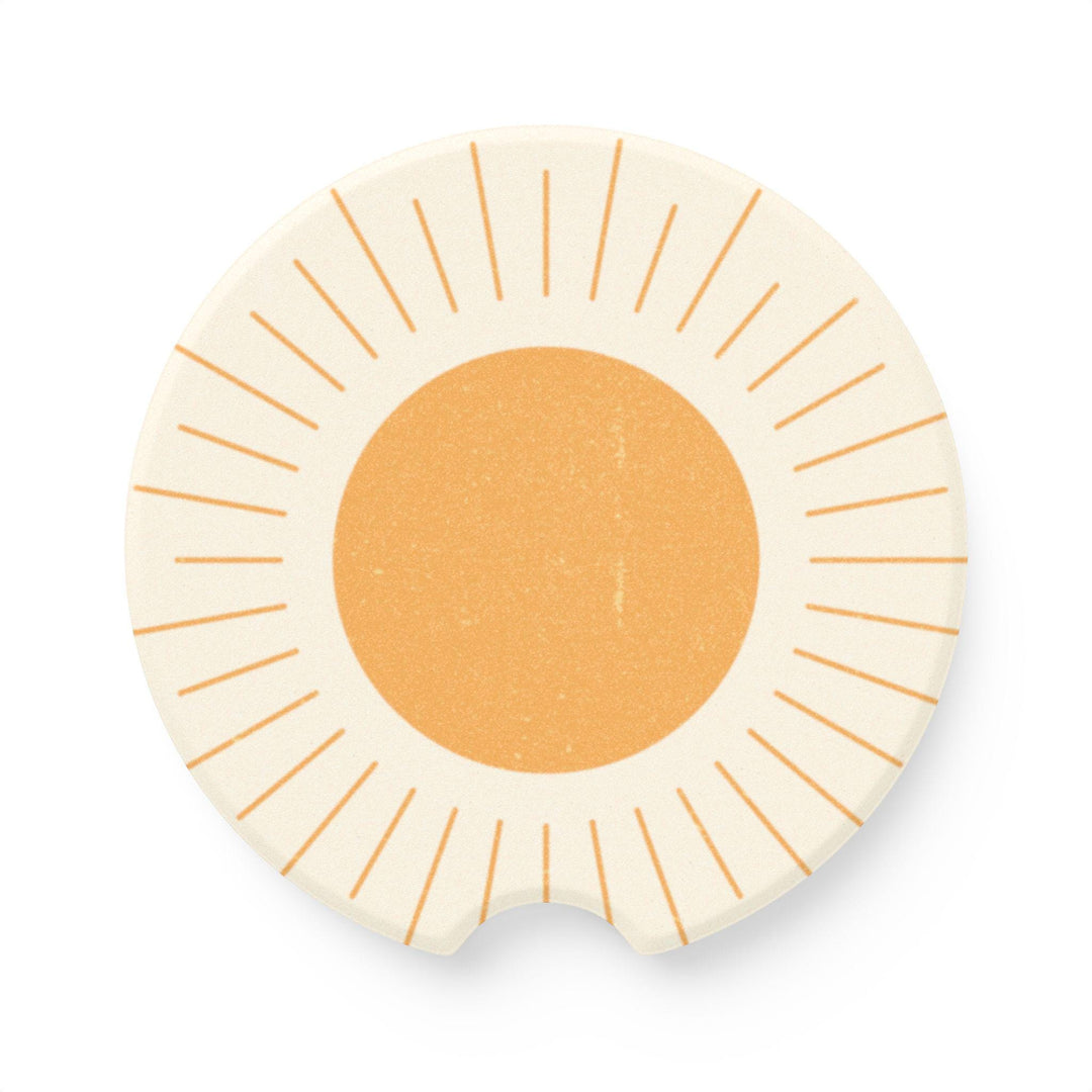 Retro Boho Sun Car Coasters: Soapstone, Set of 2