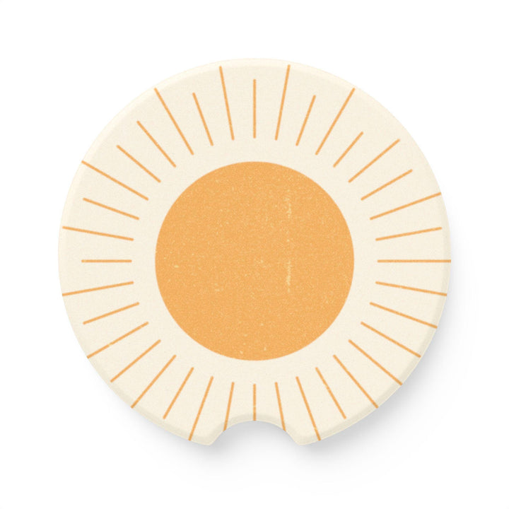 Retro Boho Sun Car Coasters: Soapstone, Set of 2