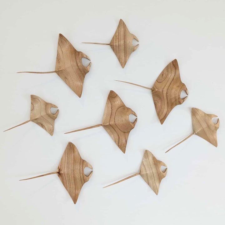 Hand Carved Wooden Manta Ray Wall Art, Coastal Decor