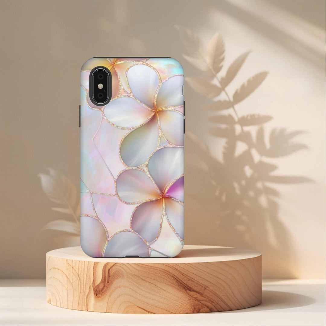 Tough Dual Layer Phone Case | Pink Plumeria Floral Design for iPhone & Samsung