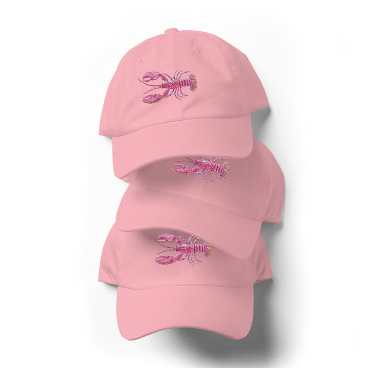 Pink Crayfish Embroidered Dad Hat | Chino Cotton Coastal Baseball Cap